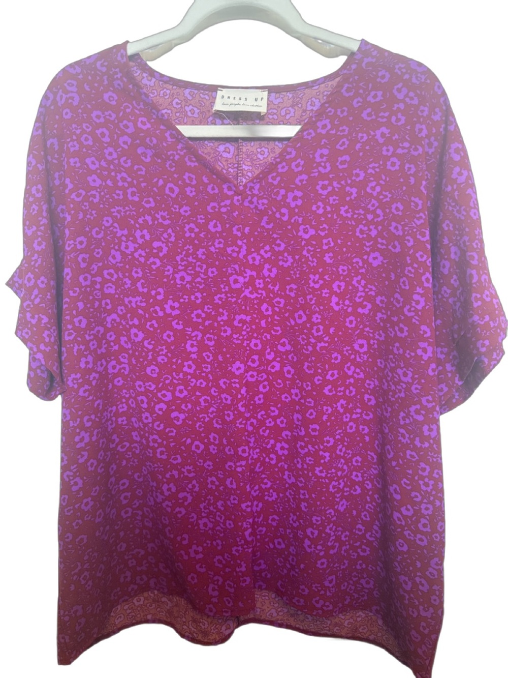 Dress Up by... Women's Pink Floral V-Neck Blouse